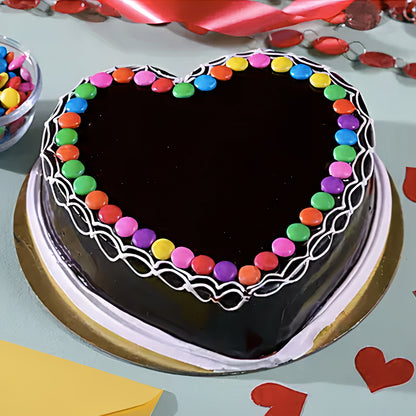 Chocolate Heart M&amp;M cake