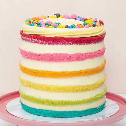 Naked rainbow cake