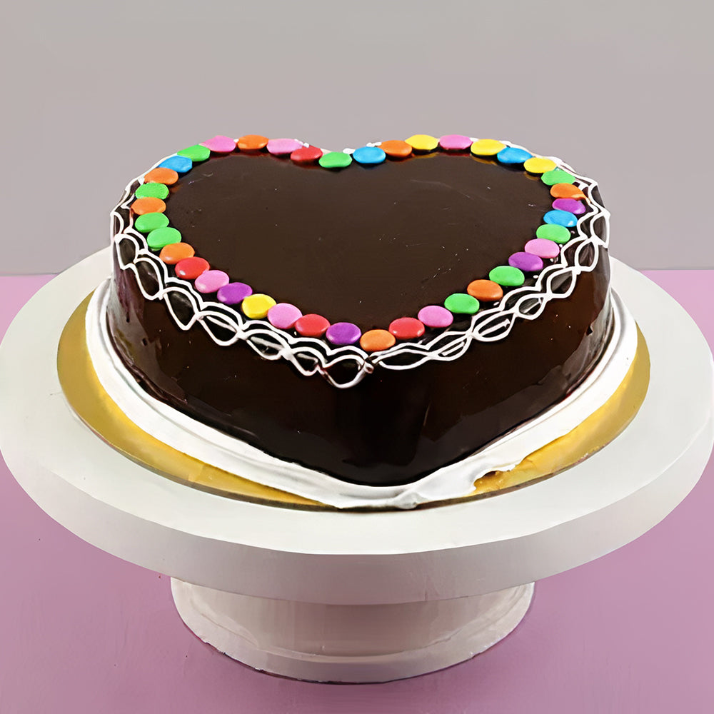 Chocolate Heart M&amp;M cake