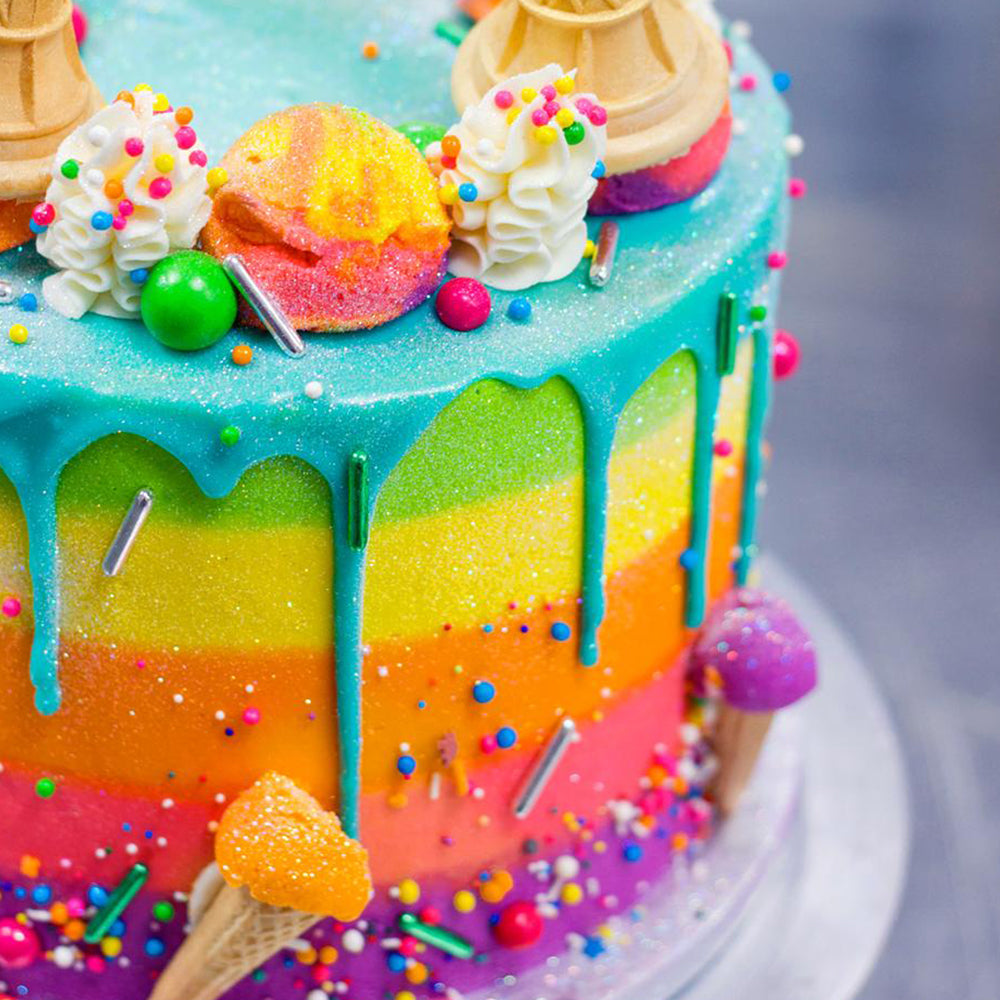 Icecream cone rainbow cake