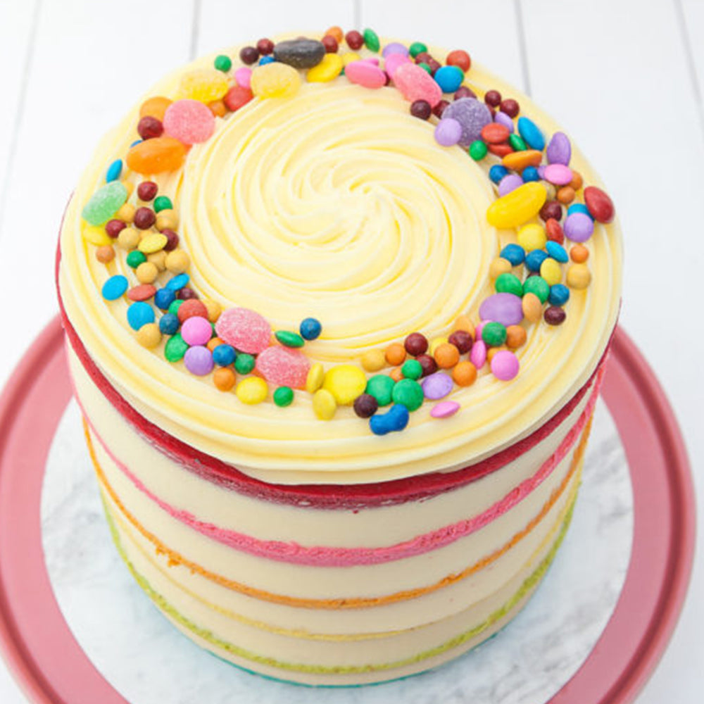 Naked rainbow cake
