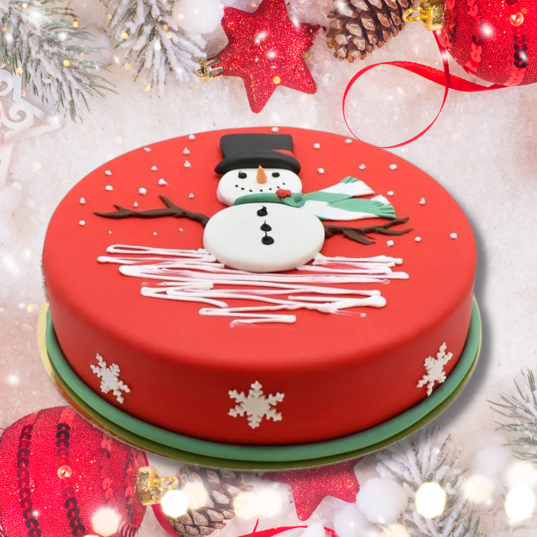 Snowman in the winter wonderland cake