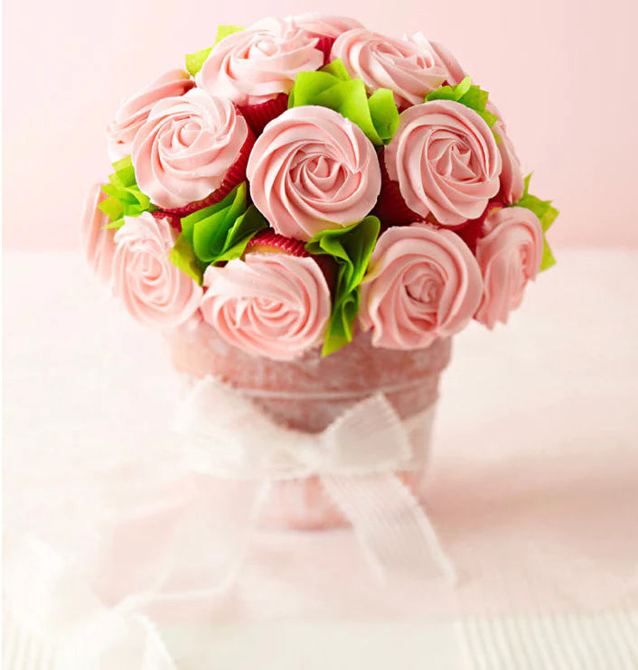 Pastel Pink Roses Cupcake Bouquet