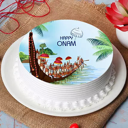 Happy Onam Boat Cake