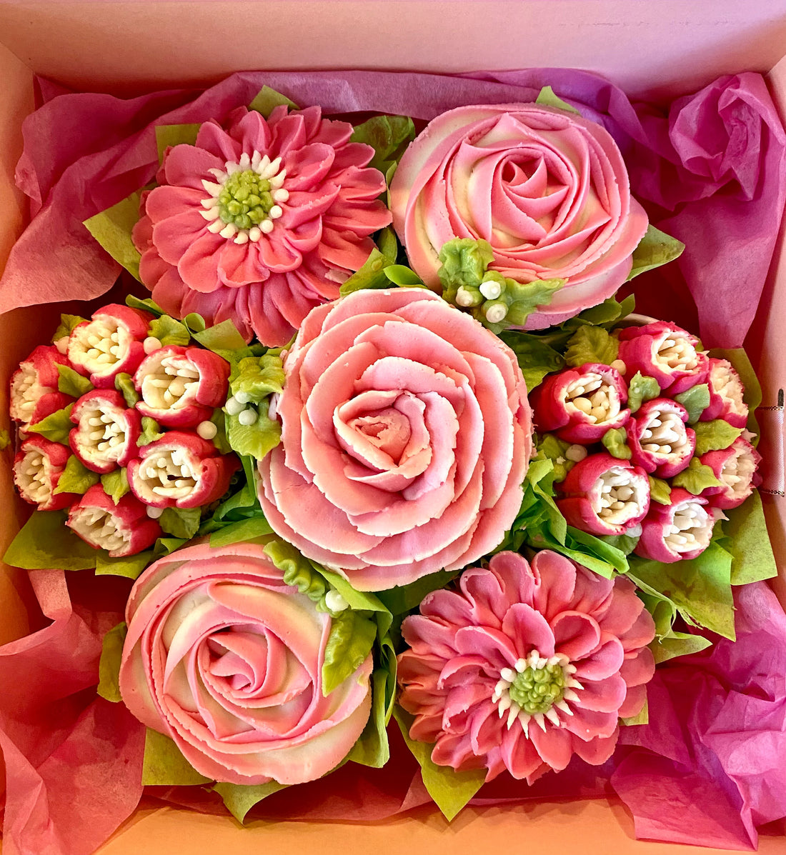 Pink Floral Cupcake Bouquet
