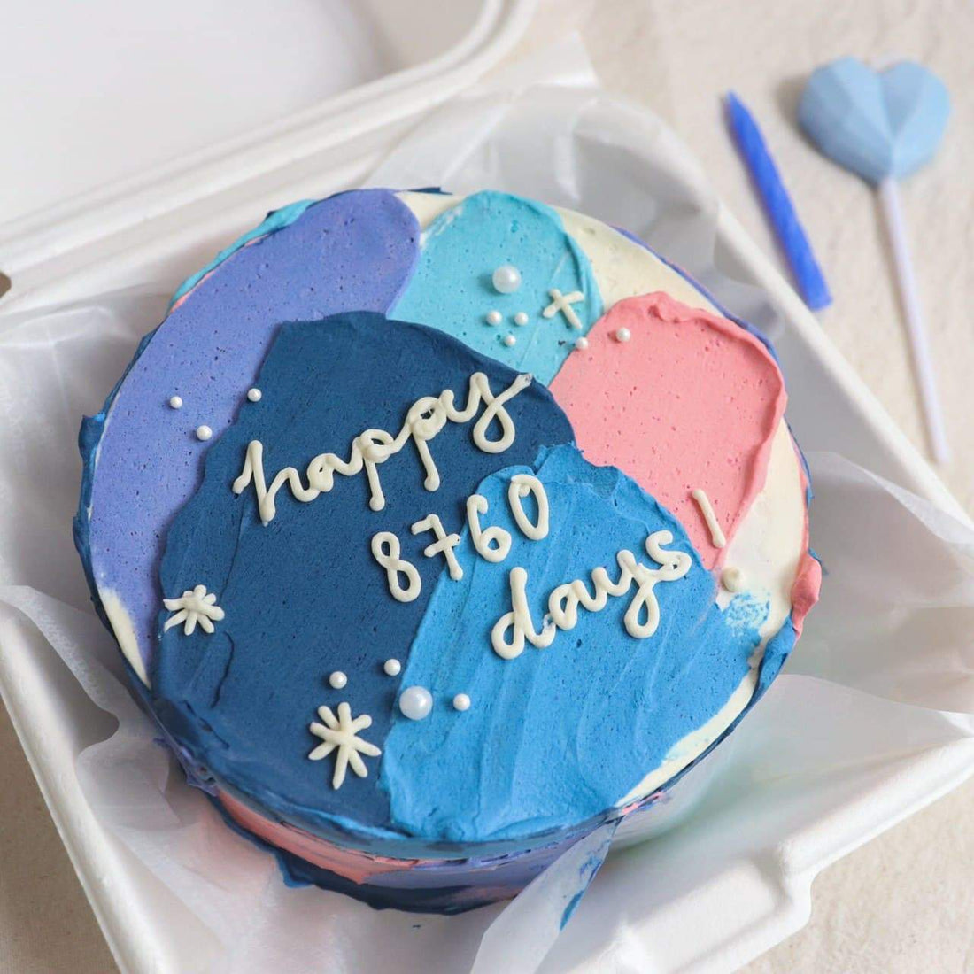 Painted Bento Cake - Blue & Pink Merged Shades
