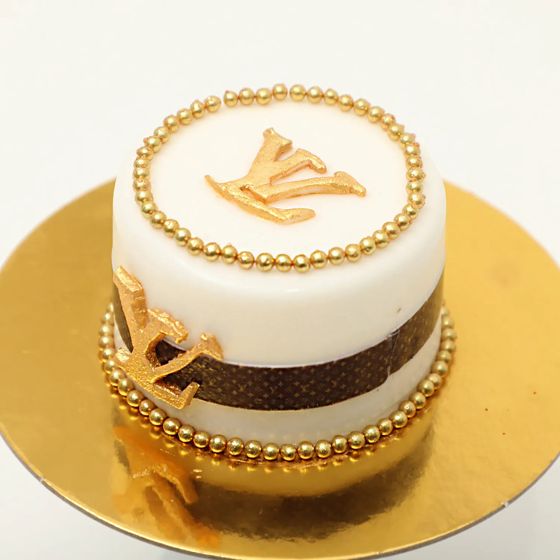 White LV Gold Studded Babycake
