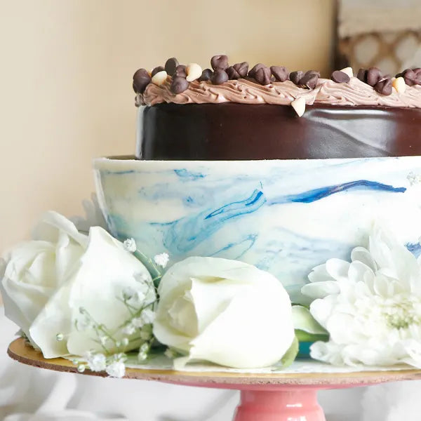 Blue Marble Birthday Pinata Cake