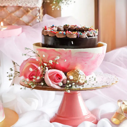 Pink Marble Birthday Pinata Cake
