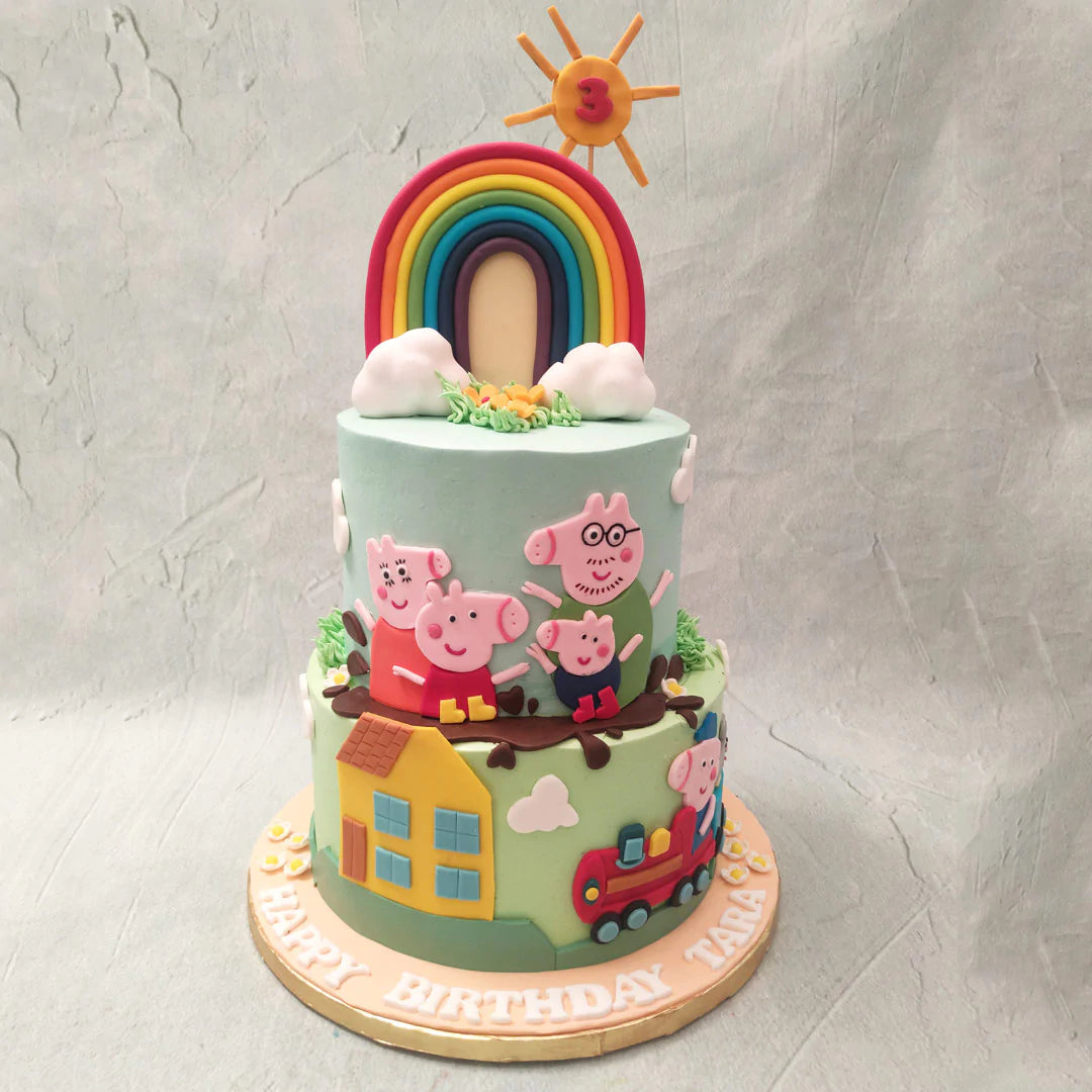 2 Tiered Peppa Pig  Birthday Cake