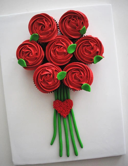 Dashing Red Roses Cupcake Bouquet with Edible Stems